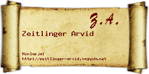Zeitlinger Arvid névjegykártya